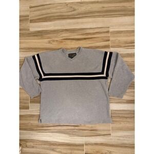 Vintage Abercrombie & Fitch Mens Gray Striped Ribbed Long Sleeve Shirt Medium